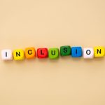 Colorful text blocks that says inclusion