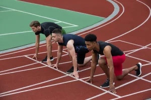 Athletes competing in track and field