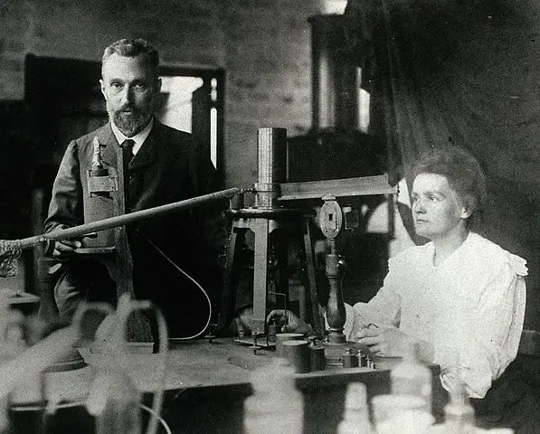 Marie Curie doing experiments