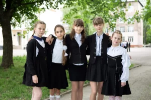 Students in uniform lined up