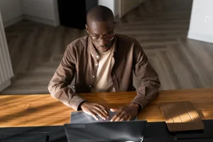 A man using laptop