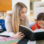 Woman reading with child